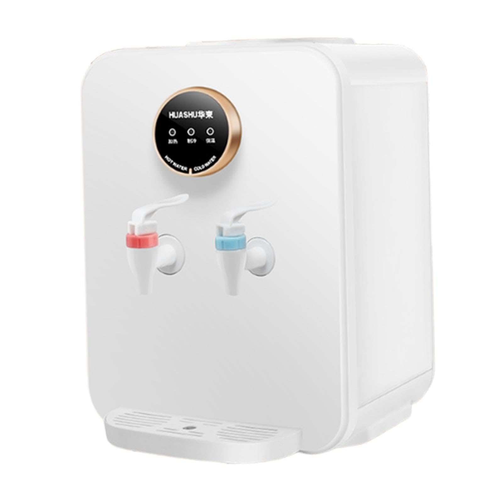 Dispensador de Agua de Escritorio con 2 configuraciones de Temperatura Ambiente y Caliente, fácil de Usar, Compacto y Ligero, para Uso en Tiendas de, Blanco