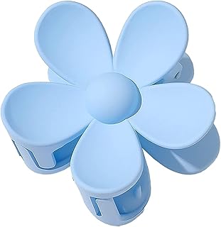 Pinza para el pelo de flores con soporte resistente, color azul, para cabello fino y grueso (deporte/diario/fiesta), diseño de flores