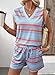 Dokotoo Short Sets for Women Summer Fashion Sleeveless V Neck Tank Tops and Western Print Waisted Shorts Pants with Pockets Matching Sets Sky Blue Stripe X-Large