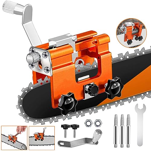 Chainsaw Sharpener Kit, Hand-Cranked Chainsaw Sharpening Jig Kit for All Kinds of Chain Saws and Electric Saws, Hand-Crank Fast Chainsaw Sharpener Tool for DIY Lumberjack, Garden Worker