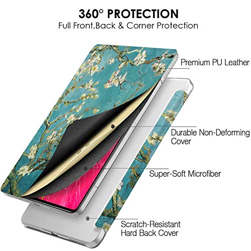 Image of DuraSafe Cases iPad PRO 12.9 3 Gen 2018 [ iPad 12.9 Inch 3rd ] A1876 A2014 A1895 A1983 MTEL2HN /A MTEM2HN /A MTFN2HN /A Trifold Printed Hard Smart PC Transparent Back Cover - Blossom