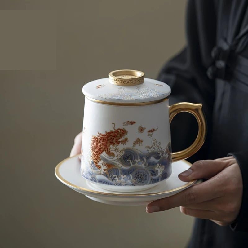 Tasse à thé Tasse à thé en céramique avec Couvercle, Filtre, Tasse de séparation d'eau de thé, Tasse à thé de Bureau, Tasse d'accueil for la Maison Tasses à thé réutilisables