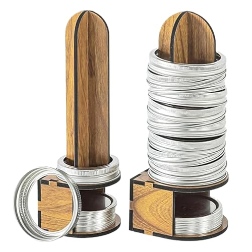 WEITING Soporte Para Tapas De Conservas - 2 Piezas Soporte De Madera Para Anillas | Organizador de Aros para Tarros de Salsas,Para Mermeladas Encurtidos Conservas Alimentos Organización Despensa