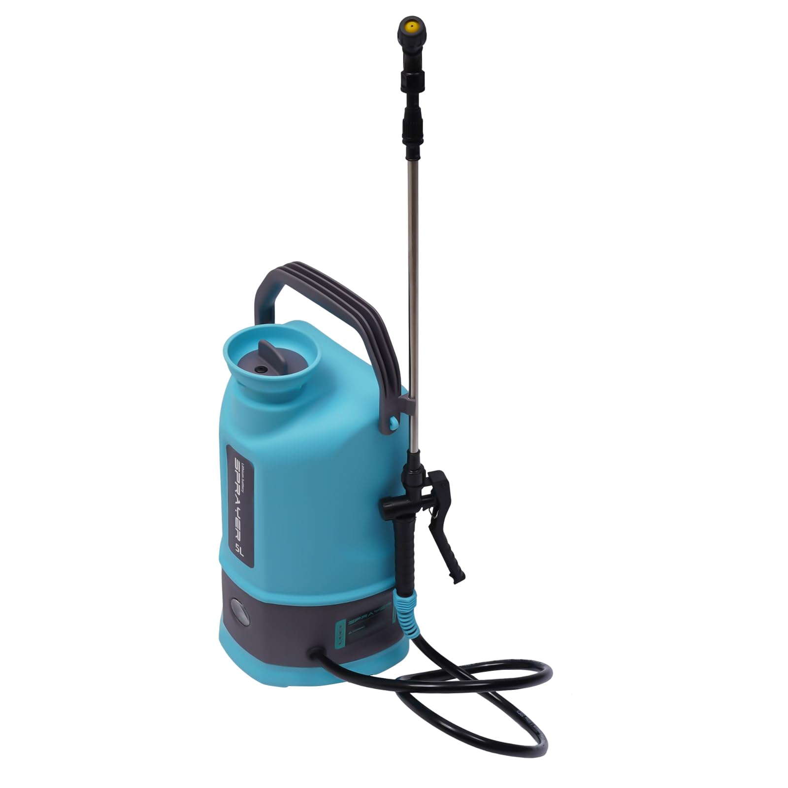 Drucksprüher, 5L Pumpsprühflasche mit 2 Batterien, 2 Düsen und Batterieladegerät, Einstellbarer Sprühbalken 42-80cm, für Pflanzenbewässerung, Gartensprühen