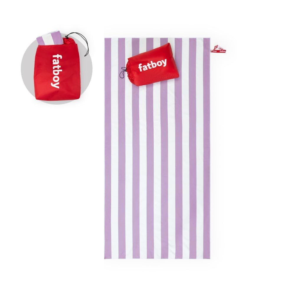 Fatboy Beach Baggy Strandtuch - 165 x 80 cm - Lila | Mikrofaser Handtuch für den Strand mit Tasche, Schnelltrocknendes Badehandtuch, Tasche Dient Als Kopfkissen, Strandhandtuch
