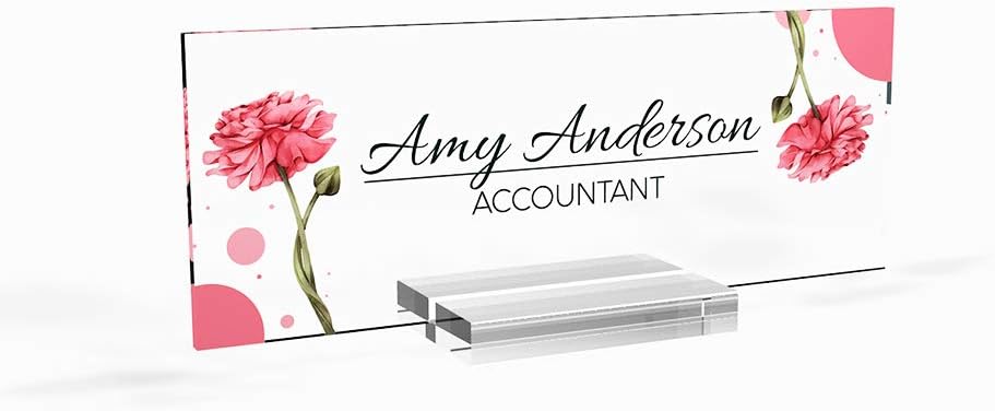 Desk Name Plate for Office nameplate Back to School Sign Home Office Decor for Women and Men Tropical Styles Pink 8”x3”
