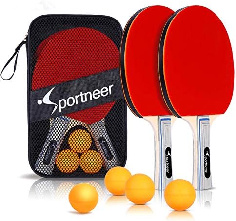 Sportneer Set Tennis da Tavolo Premium, 2 Racchette + 4 Palline