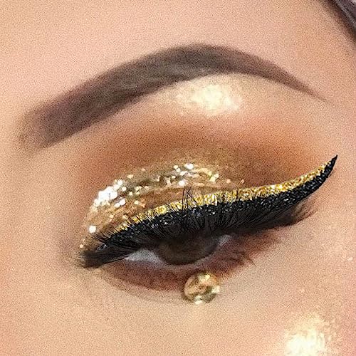Glitter Eyeliner Stickers, 5 pares, dorado miniatura 2