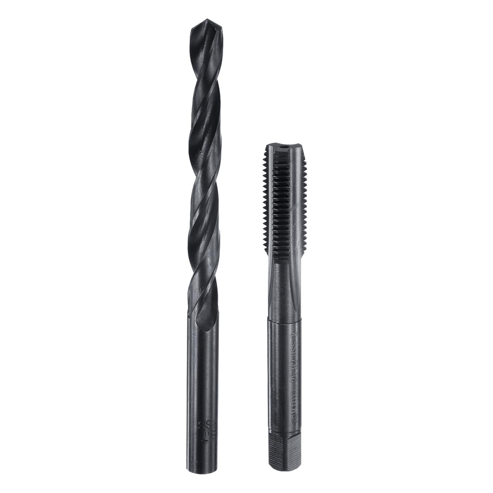 Set di Maschi e Punte da Trapano, 1 Maschio per Filettatura metrica a scanalatura Dritta M10 x 1,25 e 1 Punta elicoidale da 8,7 mm, Kit di Utensili per Filettatura HSS-6542 in ossido Nero