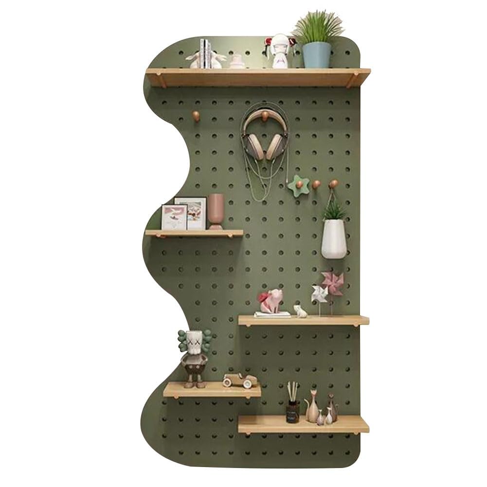 Stecktafel-Paneele, Stecktafel, Stecktafel-Wand-Organizer-Paneele, mit rundem Säulenhaken und Massivholzlaminat für Garage, Handwerkswerkstatt, Büro, Küche, Bad und Arbeitszimmer (Farbe: Grü