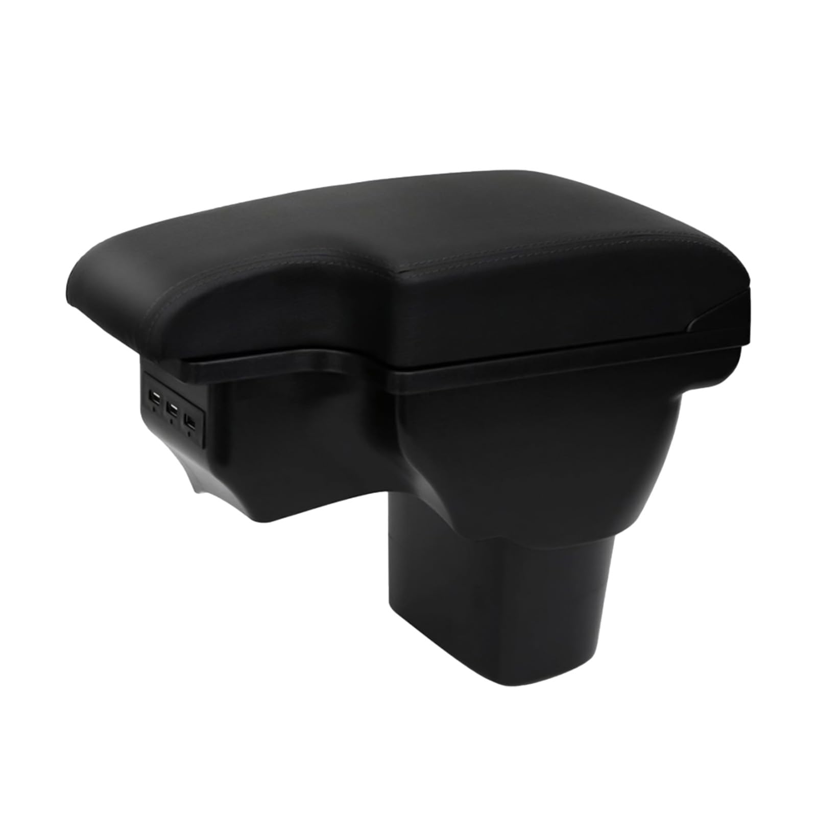 Apoyabrazos Compatible con Nissan Juke/Infiniti ESQ 2011-2019 Apoya Brazos Coche Consola Reposabrazos Central Tapizado Caja de Almacenamiento Cuero con 3 Puertos USB - Línea Negra
