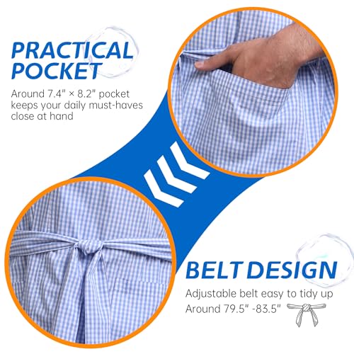 Men's Cotton Lightweight Bath Robe with Pockets, Soft Summer Mens Bathrobe, Comfy Spa Pool Hotel Gift Kimono Robe for Men4