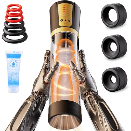 Male Penis Pump Sex Toys Automatic Enlargers & Extend Pump for Men with 5 Training Modes Adult Toys for Men Electric Penis Entender Erection Pumps Sex Toys - Pumps & Enlargers (6 Cock Rings)