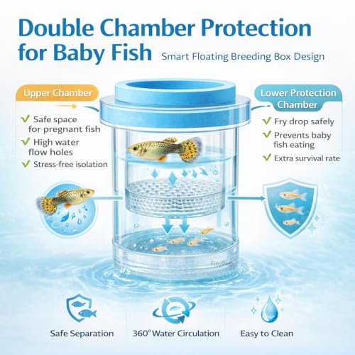 Image of Round Aquarium Fish Breeder & Isolation Box 11.5CM | Floating Acrylic Breeding Hatchery with Dual Chamber Fry Safety | Baby Fish Separator for Guppy, Betta, Molly Tanks