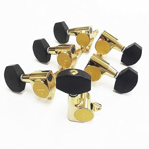 GOTOH SG301 B01 GG L3 R3 ゴールド 黒ボタン 両側タイプ ギター ペグ 6個セット 【Ebiオリジナルピック付】