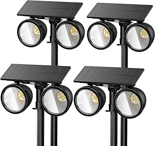 Free Shipping 🛒 Solar Spot Lights Outdoor，360°Adjustable Solar Spotlight and 3 Modes Solar Landscape Lights IP65 Solar Spotlights Outdoor Waterproof Double Head Motion Sensor Light for Garden 4 Pack