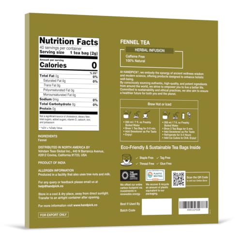 Image of HANDPICK Fennel Tea (40 Teabags) Authentic Indian Origin Natural Grown