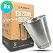 FABRIKLIG® - Edelstahl Becher [5er Set] 350ml - nachhaltiger Trinkbecher für Camping und Outdoor - Edelstahlbecher stapelbar und geschmacksneutral