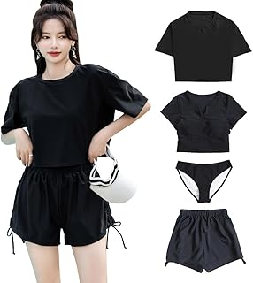 [Teddy] 水着 レディース 体型カバー 4点セット 半袖シャツラッシュガード ショートパンツ セパレート 4way hys2851