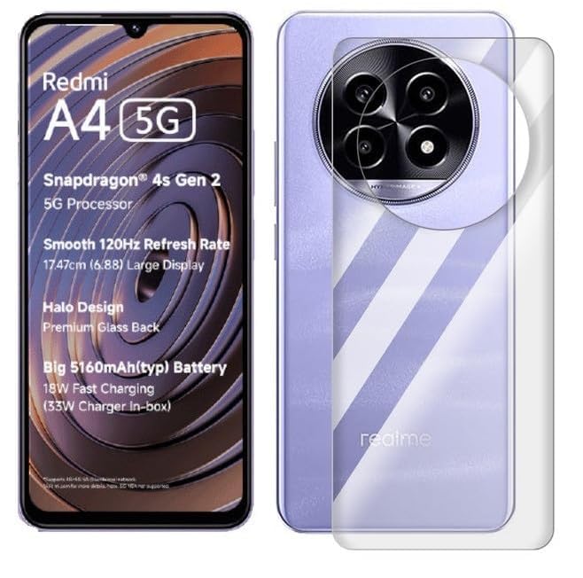 Image of FabeKee Tempered Glass Screen Protector Compatible for Redmi A4 5G | Front And Back Screen Guard With camera lens protector 3 in 1 (Redmi A4 5G, Combo)