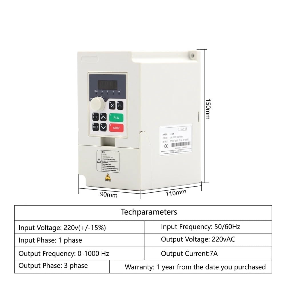 Husillo refrigerado por aire ER11 de 1,5 kW Refrigeración por aire de 24000 rpm 400 Hz 4 rodamientos Inversor H100 de 65 mm y 1,5 kW y soporte de 65 mm(110v)