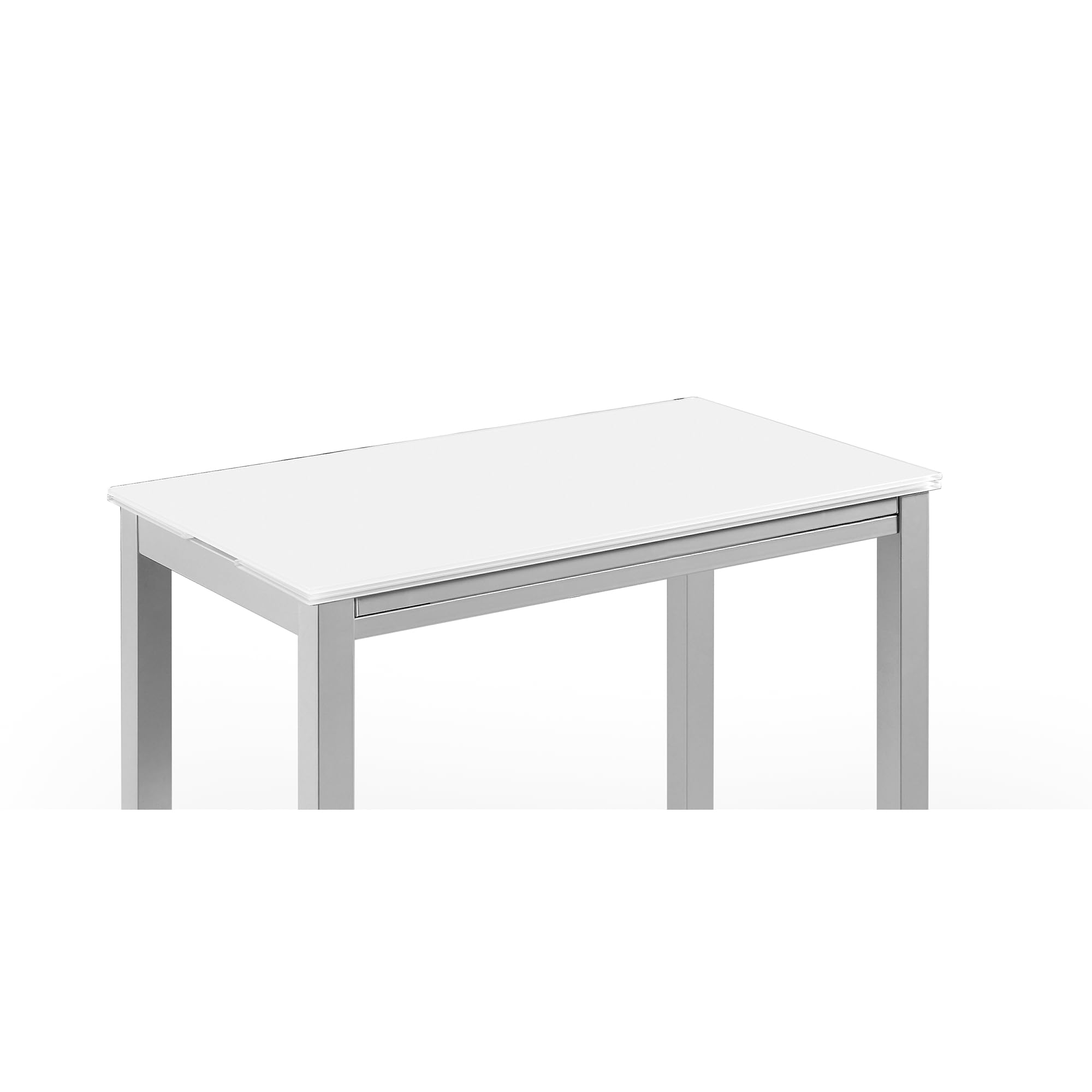 MOMMA HOME Mesa de Comedor y Cocina, Extensible y Plegable, Mesa Moderna, Color Blanco/Plata. Londres, Cristal Templado/Metal, Medidas 95x55/95x76 cm