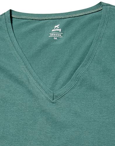 Camiseta Básica Gola V, Hering, Feminino, Verde, G