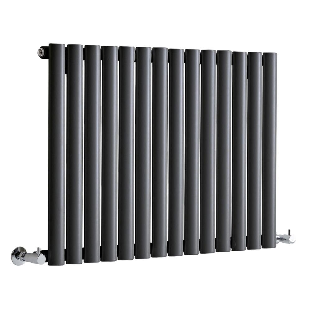 Milano Anthracite Aruba Horizontal Single Oval Panel Radiator - 600Mm X 826Mm