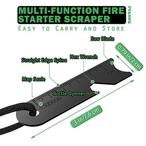 PSKOOK Fire Starter Kit Ferro Rod FiresteelBushcraft Fire Steel First Aid Camping Survival Kit with Storage Capsule - Includes Flint Striker Multi Tool & Pocket Bellow, Double tube whistle - Image 6