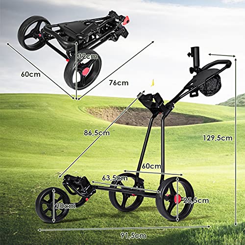 GOPLUS Carrello da Golf a 3 Ruote, Golf Cart