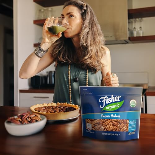 Image of Fisher Organic Pecans Halves, 16 oz Resealable Bag, Raw Pecans