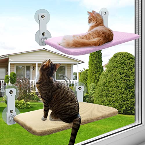Foldable Cat Window Perch, 2 Pack Cordless Cat Hammock For Window With Strong Suction Cup, Cat Window Bed Window Seat Window Sill Cat Perch For Indoor Cats Inside, Sturdy Steel Frame #TOP5