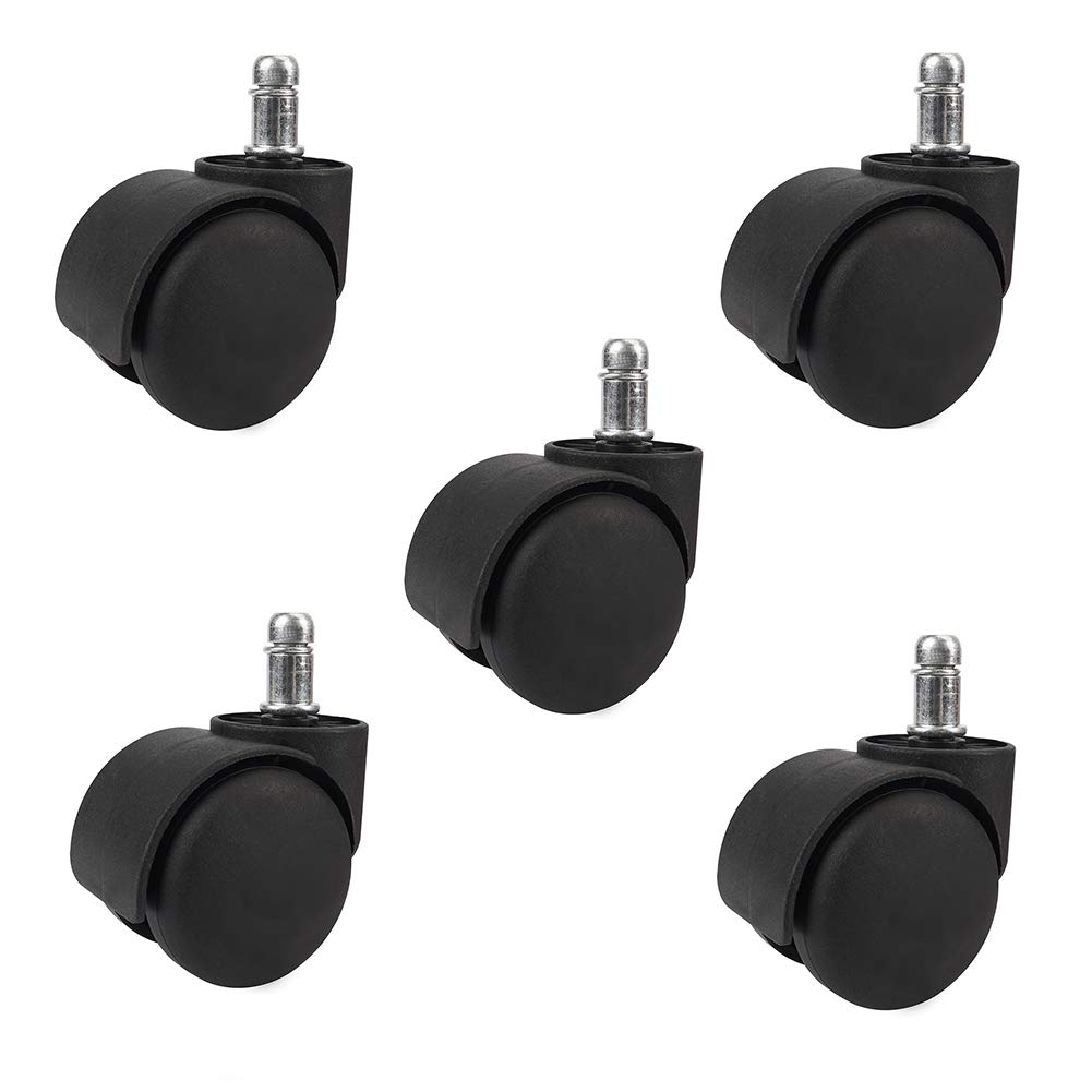 Black Nylon Lenkrolle, Bürostuhl Lenkrollen Ersatz, Bodenschutz, Bürostuhl Räder Universal Standard Stem Size - Schwarz