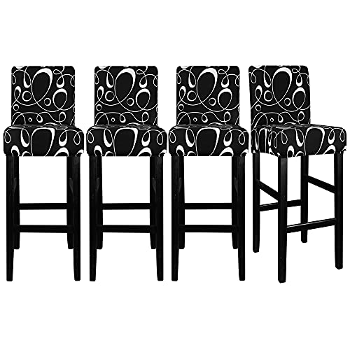 Image of Lellen Jacquard Bar Chair Stool Cover - 4 Pack Stretch Chair Slipcover Pattern for Short Swivel Dining Chair-Counter Height Side Chairs(369K)