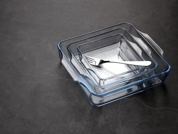 Miniatura 7 de NUTRIUPS Mini plato cuadrado de vidrio para horno, sartén cuadrada para tartas de vidrio para horno (4.5 pulgadas + 6 pulgadas + 7.5 pulgadas)
