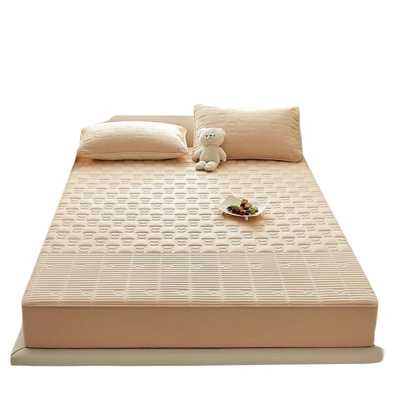 Coprimaterasso Impermeabile, Copertura Completa con Angoli Elasticizzati e Tasche Profonde, Si Adatta a materassi Fino a 28 cm di Spessore, Morbido e Silenzioso (Kaki, 180x200 cm)