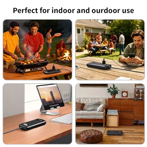 Protector eléctrico exterior resistente al agua IPX6, 6 tomas con 3 puertos USB, 1625W/13A, cable de extensión de 1.83 m, protección contra sobrecarga y choque eléctrico, montable en pared para hogar, oficina y exteriores. miniatura 7