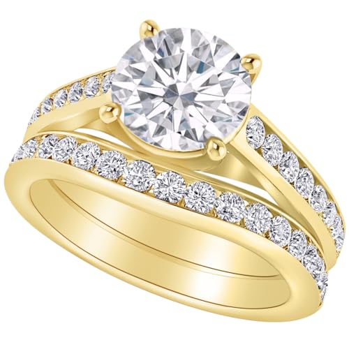 1-8 Carat (ctw) White Gold Round Cut LAB GROWN Diamond Shared Wedding Bridal Set (Color H-I Clarity VS1-VS2)