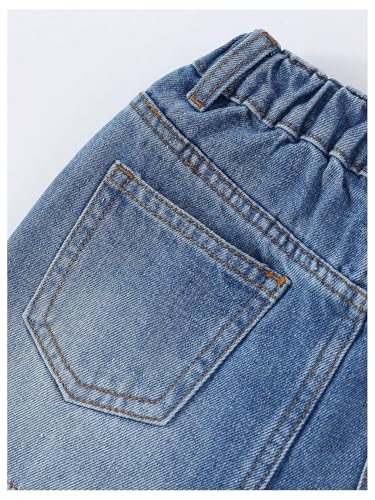 Image of WDIRARA Girl's 2 Piece Outfit Ripped Button Front Long Sleeve Denim Jackets and Mini Skirts Set