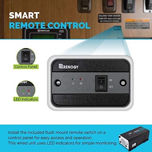 Renogy PCL1-20111S 2000 Watt 12V DC to 120V AC Pure Sine Wave Inverter Charger w/LCD Display, Lithium Battery Compatibility 6000W Surge