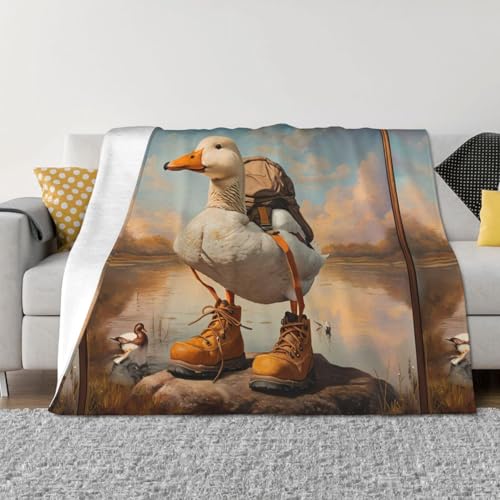 Coperta per divano, motivo: anatra da escursionismo, morbida, comoda, leggera, calda, coperta in flanella di peluche pelosa e copriletto, per divano e letto, per tutte le stagioni