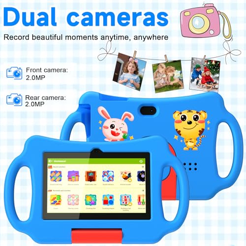 Image of Vyrolina Kids Tablet 7 Inch 4GB RAM 32GB Memory, Lightweight Shockproof Case,Long Battery Life, Parental Control, WiFi Dual Camera for Kids Ages 3-7, Nice Present Gift (Blue)