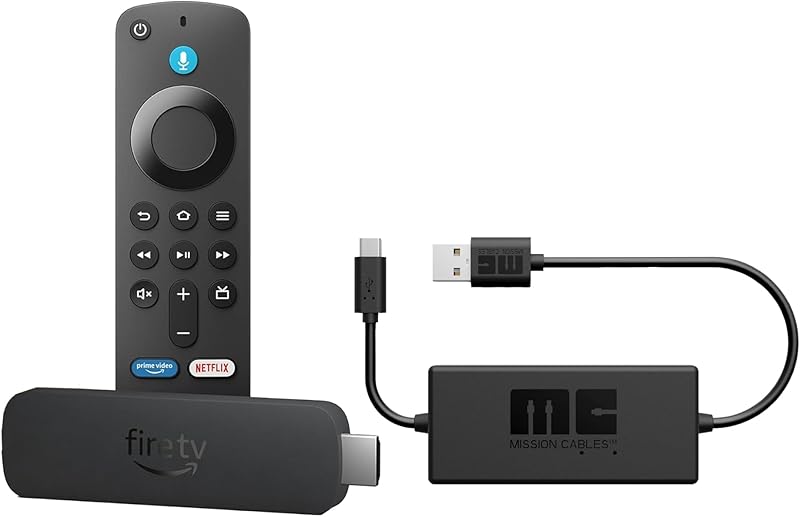 Amazon Fire TV Stick 4K Select + Mission Cables Câble d'alimentation USB pour Amazon Fire TV
