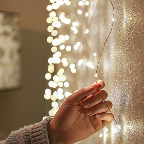 2m x 2m Indoor Copper Firefly Christmas Curtain Wire Lights - 400 Warm White LEDs - Plug in