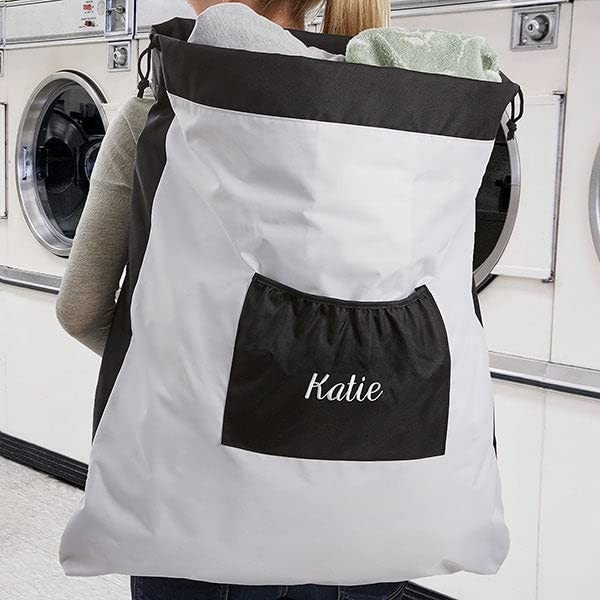 Personalization Universe Personalized Laundry Sorter Bag with Divider – Ideal for College, Camp, and Travel – Embroidered Laundry Bag with Name, Gift for Graduates