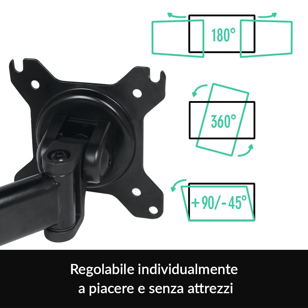 ARCTIC Z1 (Gen 3) – Braccio Monitor per Scrivania, Inclinabile e Ruotabile per Schermi e Televisori da 13″ a 43″/49'' Ultrawide, fino a 15 Kg, Hub 3.0 Usb a 4 Porte con Alimentatore – Nero