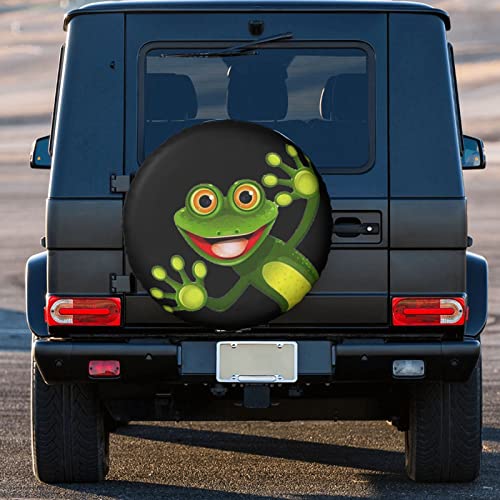 Image of Funny Cartoon Frog Smile Spare Tire Cover Waterproof Dust-Proof Tire Wheel Protectors Universal Fit for Wrangler Rv SUV Truck Travel Trailer Accessories 14 inch 15 inch 16 inch 17 inch