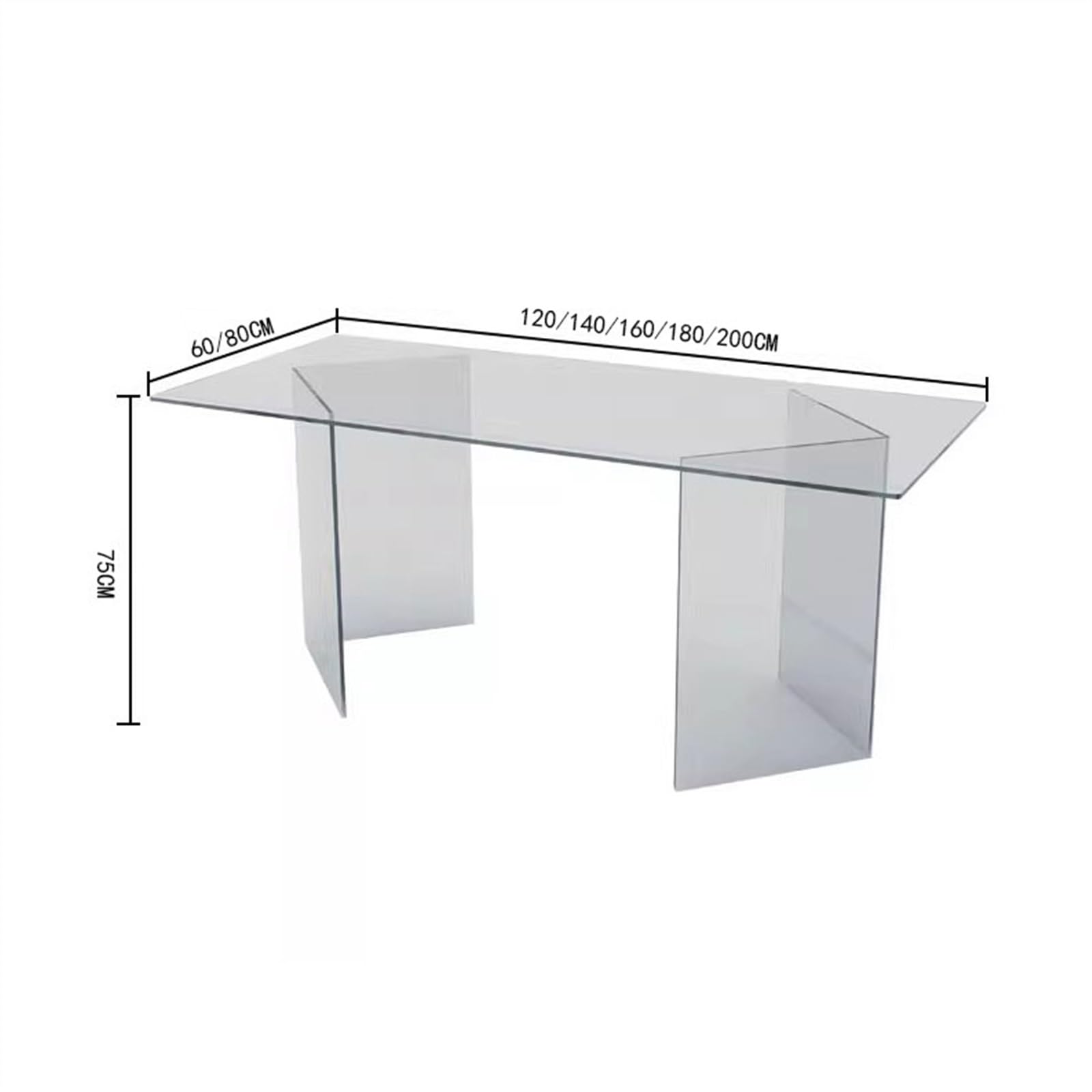 Biurko komputerowe Minimalistyczne biurko szefa, biurowe, lekkie, luksusowe, hartowane szkło, komputer, domowe, akrylowe, nowoczesne Stacje robocze(200 * 80 * 75cm)