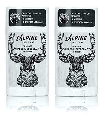 Alpine Provisions, Organic Charcoal Probiotic Deodorant, Fir + Sage, 2.89 oz, Vegan, Pack of 2