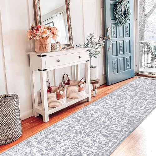 Pauwer Boho Hallway Runner Rug 2'6'' x 12' Washable Entryway Area Rugs Non Slip Farmhouse Vintage Floor Mat Long Carpet Runner for Hallways Laundry Room Kitchen Bathroom Bedroom